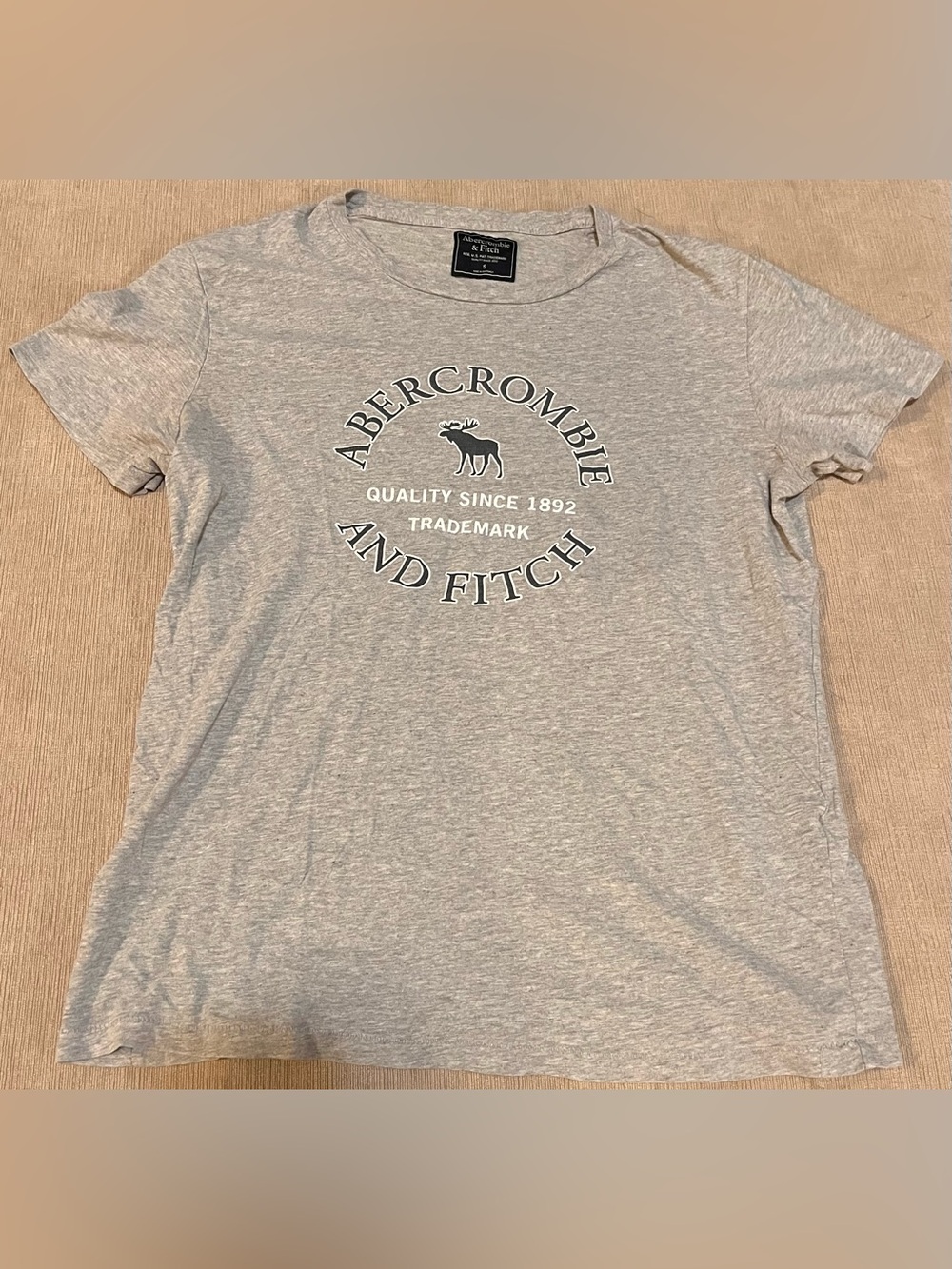 Abercrombie & Fitch Gray Crewneck with Black Logo Patch